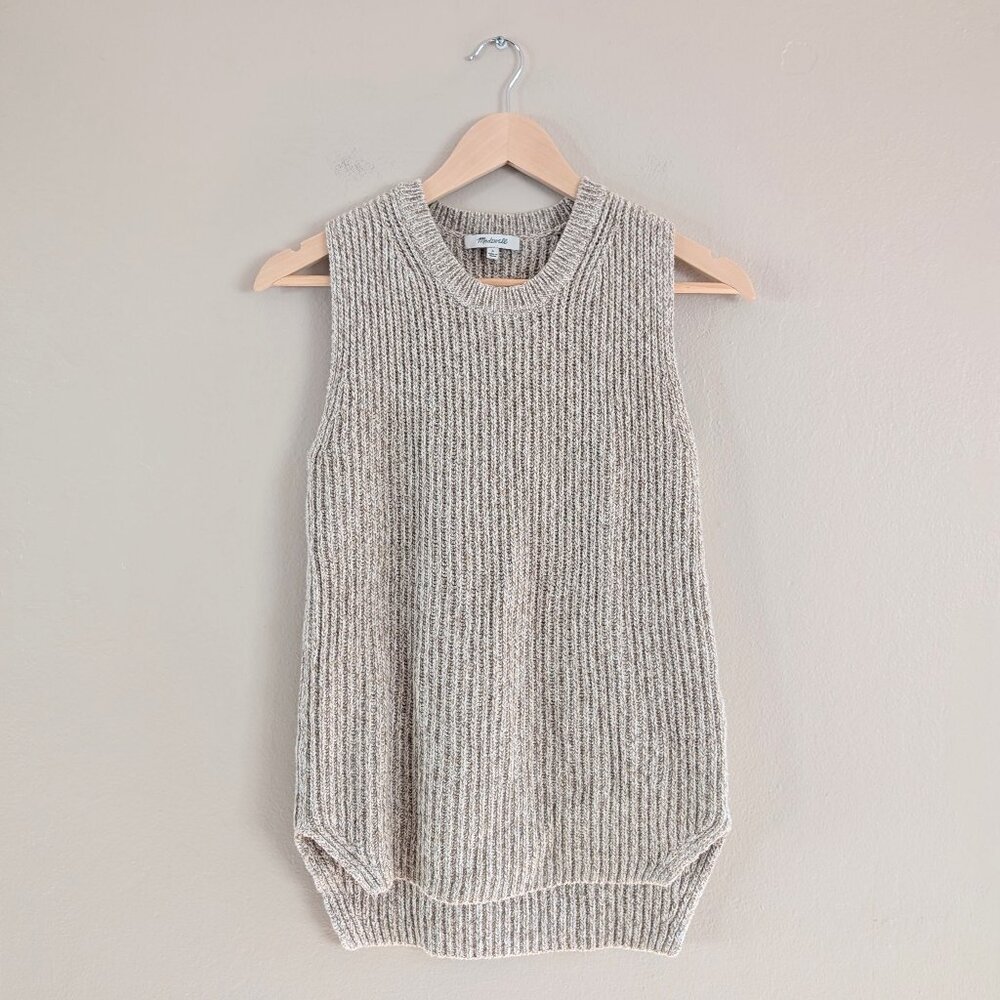 Madewell Sleeveless Sweater Oatmeal Chunky Preppy Modern Minimalist Womens S‎